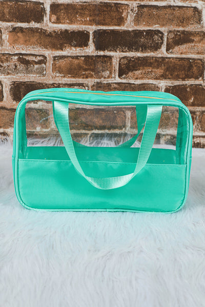 Mint Green TRAVEL Chenille Letter Clear PVC Makeup Bag-Accessories-MomFashion