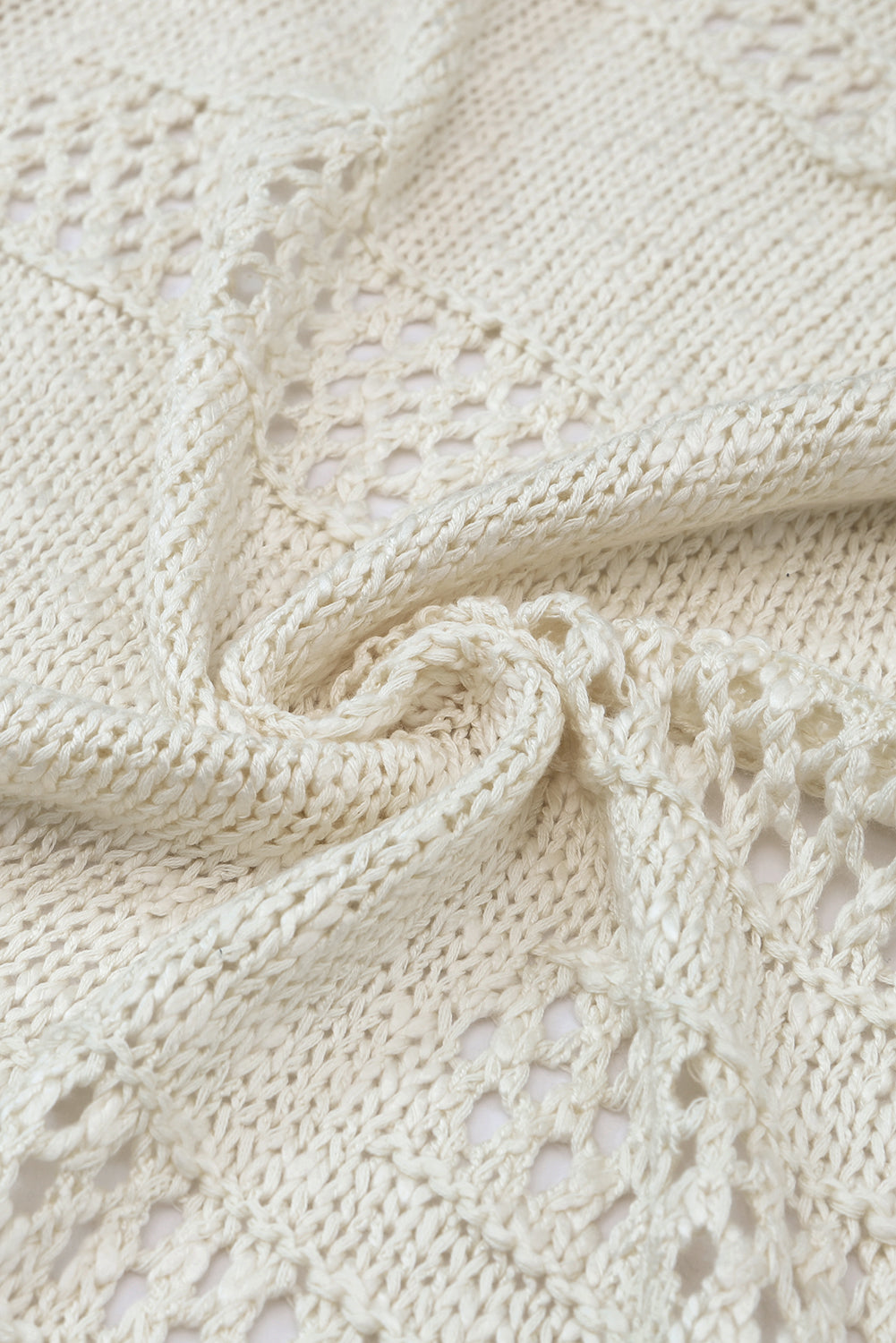 Apricot Casual Hollowed Knit Dolman Sleeve Cardigan-Tops-MomFashion