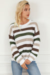 Stripe Crochet Hollow out Knit Sweater-Tops-MomFashion