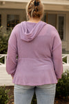 Plus Size Hooded Waffle Knit Top-Plus Size-MomFashion