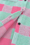 Pink Plaid Pattern Oversized Shacket-Outerwear-MomFashion