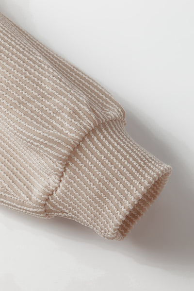 Brown Corded 2pcs Colorblock Pullover and Pants Outfit-Loungewear-MomFashion