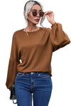 Faux Knit Jacquard Puffy Long Sleeve Top-Tops-MomFashion