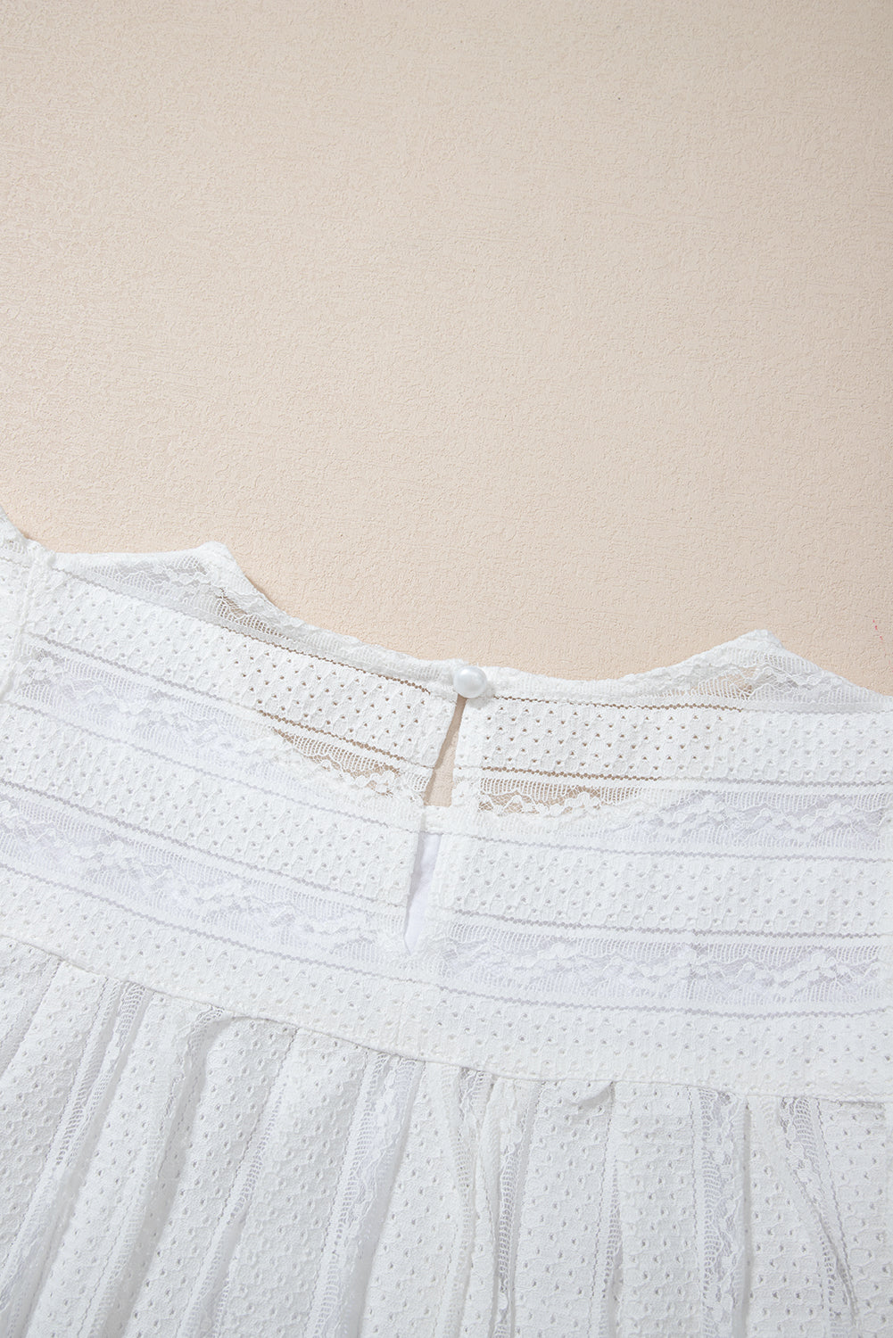 White Ruffled Lace Flowy Tank Top-Tops-MomFashion