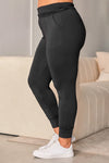 Black Plus Size High Waist Pocketed Skinny Pants-Plus Size-MomFashion