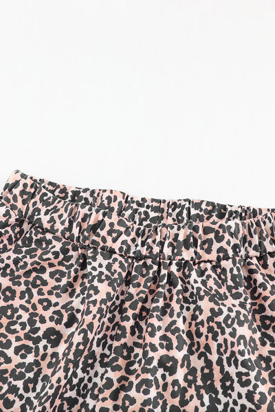 Long Sleeve Top and Leopard Print Pants Lounge Set-Loungewear-MomFashion