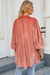 Pink Retro Velvet Wide Sleeves Cardigan-Outerwear-MomFashion