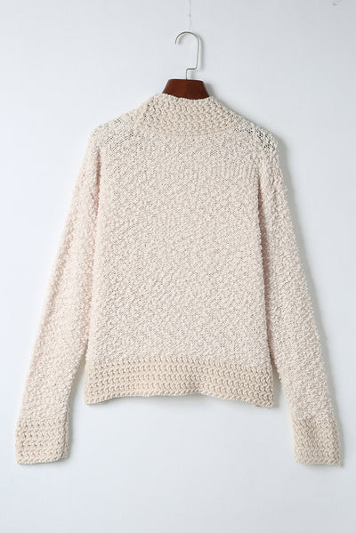 Apricot Popcorn Knit Open Front Cardigan-Tops-MomFashion