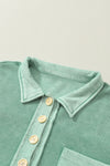 Laurel Green Waffle Exposed Seam Pocket Henley Sweatshirt-Tops-MomFashion