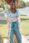 Multicolour Striped Printed Knitted Open Front Cardigan-Tops-MomFashion