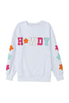 White Glitter Howdy Patch Graphic Casual Sweatshirt-Tops-MomFashion