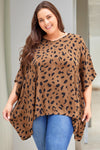 Plus Size Leopard Batwing Sleeve Tunic Top-Plus Size-MomFashion