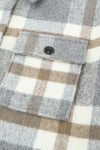 Brown Plaid Print Pocket Women Shacket-Outerwear-MomFashion