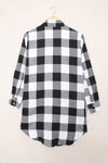 Black Turn-down Collar Plaid Shirt Coat-Outerwear-MomFashion