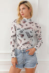 White Rodeo Bound Printed Long Sleeve Bodysuit-Tops-MomFashion