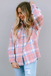 Pink Plaid Flap Pocket Flannel Shacket-Outerwear-MomFashion