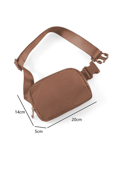 Brown Waterproof Zipped Crossbody Bag 20*5*14cm-Shoes & Bags-MomFashion