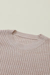 Parchment Cable Knit Sleeve Drop Shoulder Sweater-Tops-MomFashion