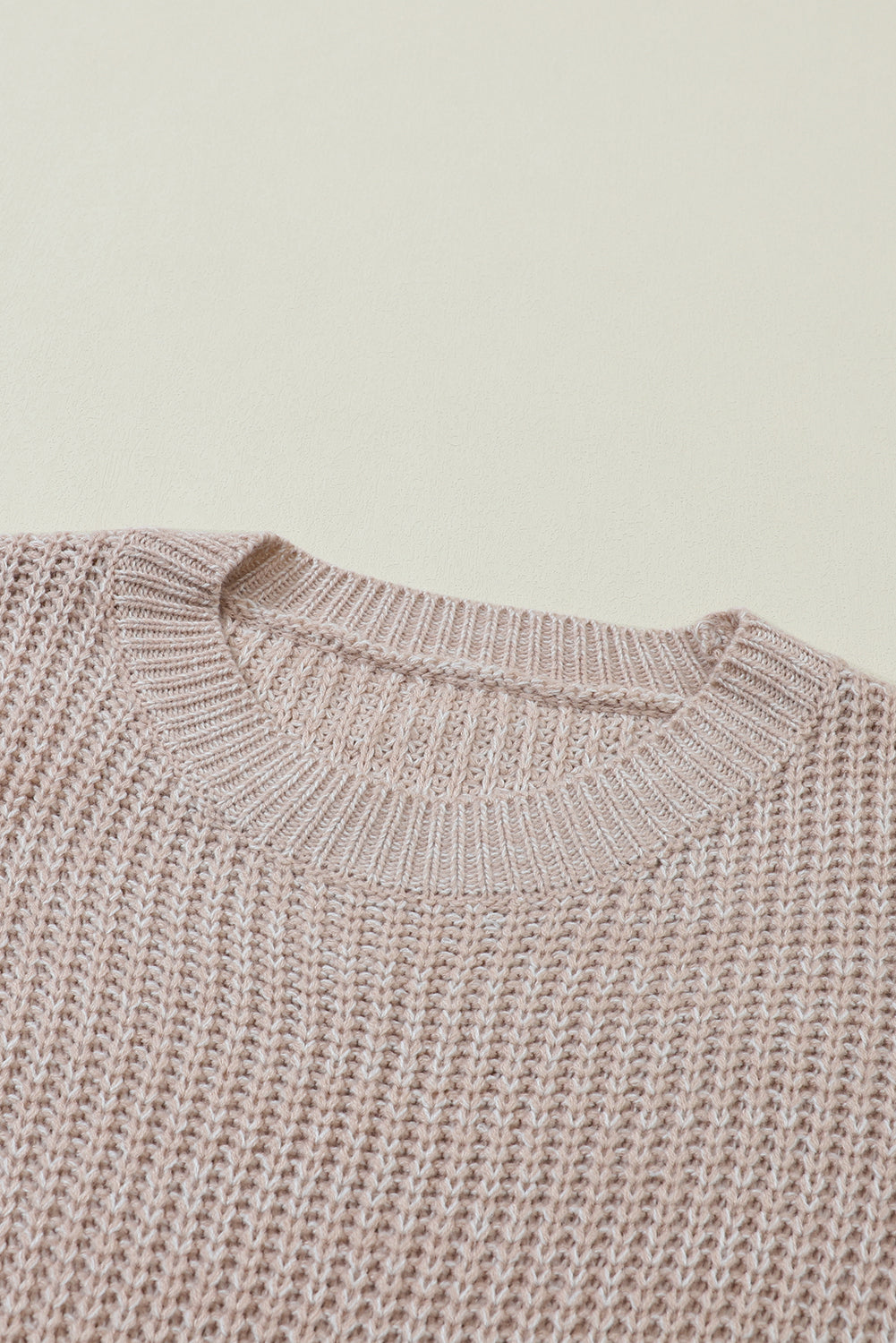 Parchment Cable Knit Sleeve Drop Shoulder Sweater-Tops-MomFashion