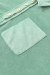 Laurel Green Waffle Exposed Seam Pocket Henley Sweatshirt-Tops-MomFashion