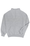 Gray Zipped Funnel Neck Kangaroo Pocket Sweatshirt-Tops-MomFashion