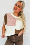 Multicolor Colorblock Mix Textured Sweater Tee-Tops-MomFashion