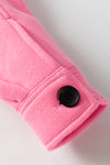 Pink Solid Color Pocketed Button up Long Sleeve Shacket-Outerwear-MomFashion