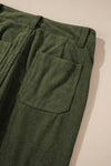 Green High Waist Square Pockets Corduroy Pants-Bottoms-MomFashion