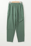 Mist Green Elastic Waist Cargo Pants-Bottoms-MomFashion