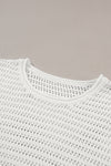 White Hollow Out Knit Cap Sleeve Sweater-Tops-MomFashion