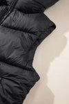 Black Sleek Quilted Puffer Hooded Vest Coat-Outerwear-MomFashion