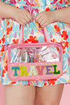 Light Pink TRAVEL Chenille Letter Clear PVC Makeup Bag-Accessories-MomFashion