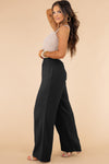 Black Textured High Waist Wide Leg Plus Size Pants-Plus Size-MomFashion