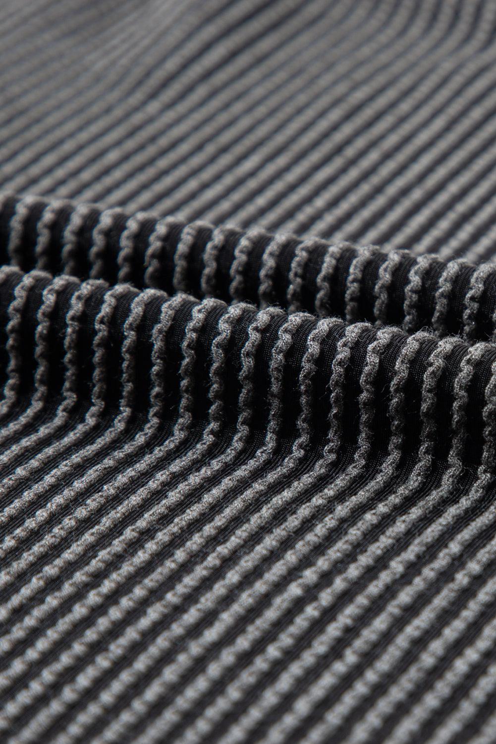 Carbon Grey Ribbed Textured Knit Loose Fit Tee and Shorts Set-Two Piece Sets/Short Sets-MomFashion