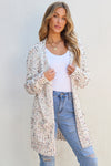 White Confetti Rib Knit Long Sleeve Cardigan-Sweaters & Cardigans/Cardigans-MomFashion