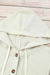 Apricot Contrast Block Waffle Knit Hoodie-Tops-MomFashion