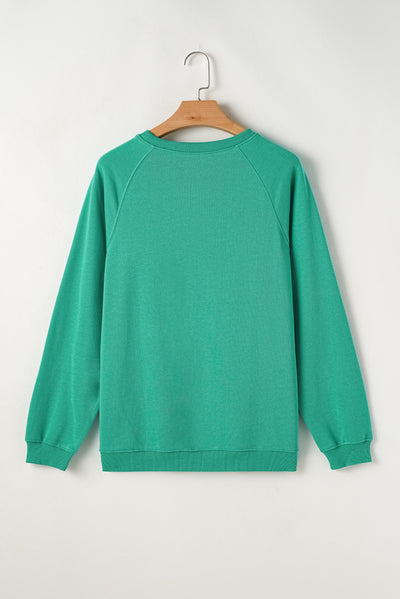 Mint Green Rainbow Colorblock Striped Pullover Sweatshirt-Tops/Sweatshirts & Hoodies-MomFashion