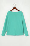 Green Solid Color Patchwork Long Sleeve Top-Tops-MomFashion