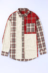 Plaid Corduroy Patchwork Shacket-Outerwear-MomFashion