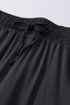 Black Drawstring Elastic Waist Casual Wide Leg Pants-Bottoms-MomFashion