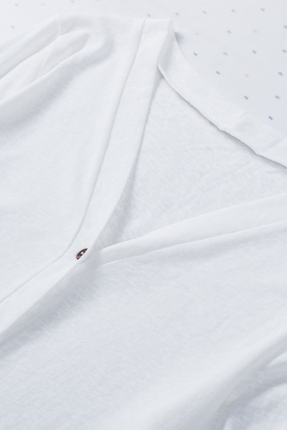 White Solid Color Open-Front Buttons Cardigan-Tops-MomFashion