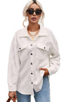 Solid Textured Flap Pocket Buttoned Shacket-Outerwear-MomFashion