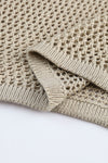 Khaki Hollow-out Knit Long Sleeve Top-Tops-MomFashion