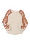 Apricot Western Print Patch Long Sleeve Top-Tops-MomFashion