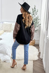 Black Contrast Leopard Denim Jacket-Outerwear-MomFashion