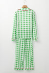 Light Green Christmas Plaid Print Shirt and Pants Pajama Set-Loungewear & Sleepwear/Sleepwear-MomFashion