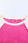 Rose Colorblock Long Sleeve Pullover Fleece Sweatshirt-Tops-MomFashion