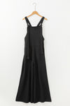 Black Knotted Straps Patch Pocket Wide Leg Jumpsuit-Bottoms-MomFashion