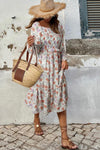 Multicolor Floral Smocked Long Sleeve Pocketed Dress-Dresses-MomFashion