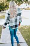 Gray Plaid Color Block Buttoned Long Sleeve Jacket with Pocket-Outerwear-MomFashion